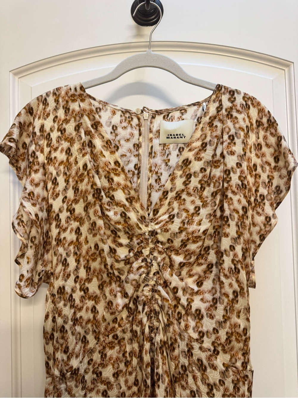 Isabel Marant Lyndsay Ochre Silk Floral Jacquard Midi Dress FR 42 US 10 - Picture 6 of 7